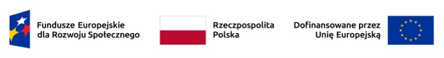 poziome loga, od lewej programu Fundusze Europejskie dla Rozwoju Społecznego, Rzeczpospolitej Polskiej, Unii Europejskiej